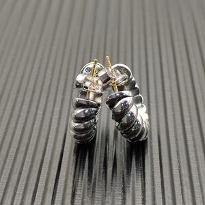 David Yurman Silver and Gold Twisted Earrings